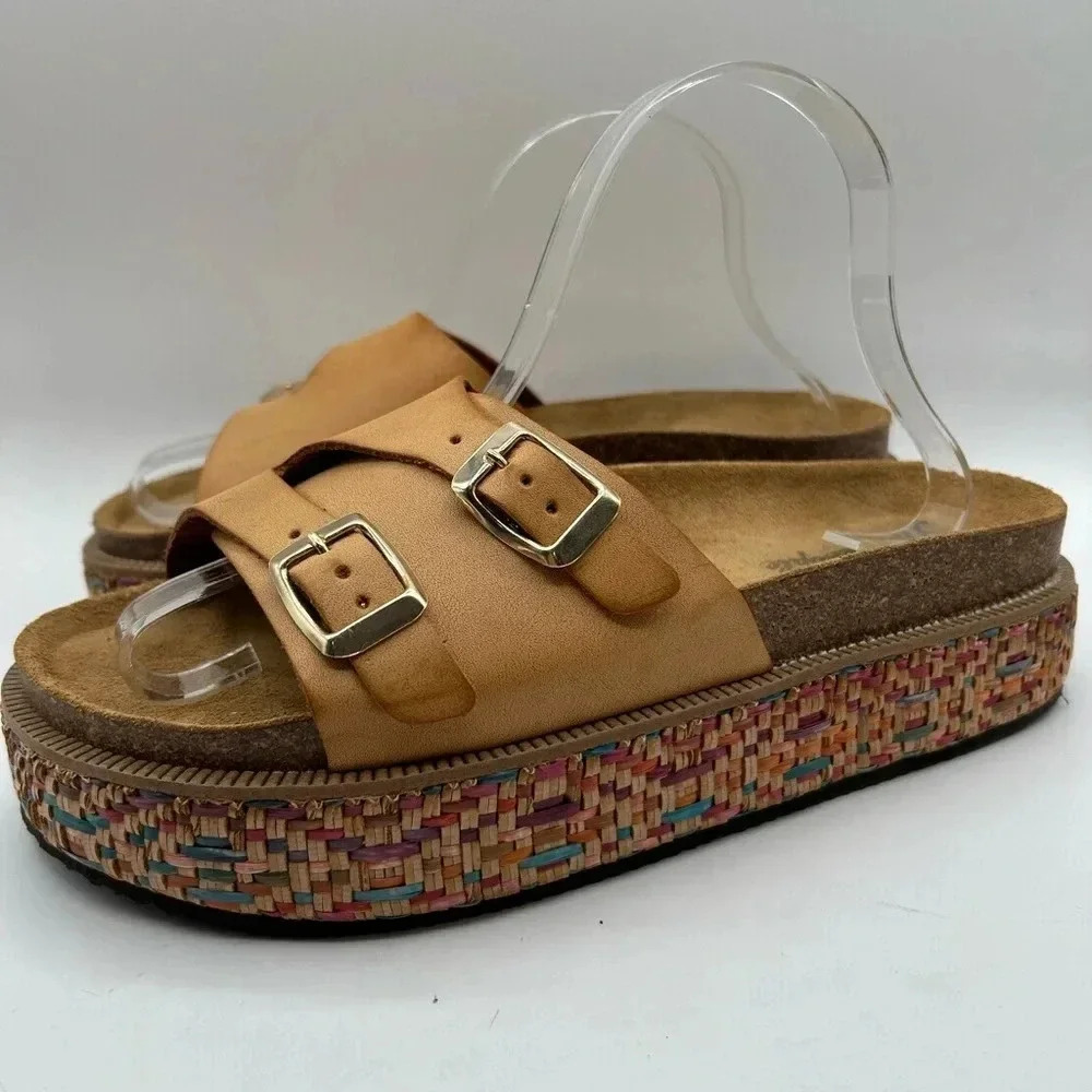 Free People Caravelle Cork Footbed Leather Platform Sandal Boho Size 9.5 - Picture 6 of 11